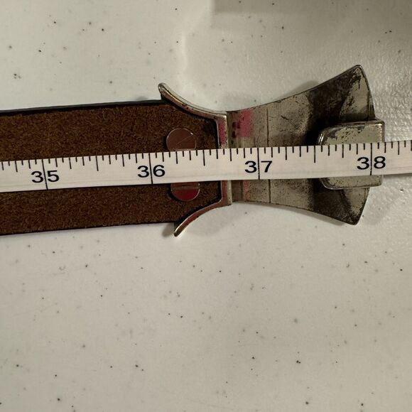 Chico's Brown Belt with Silver and Gold Accents Adjustable - leather slide - Picture 9 of 10